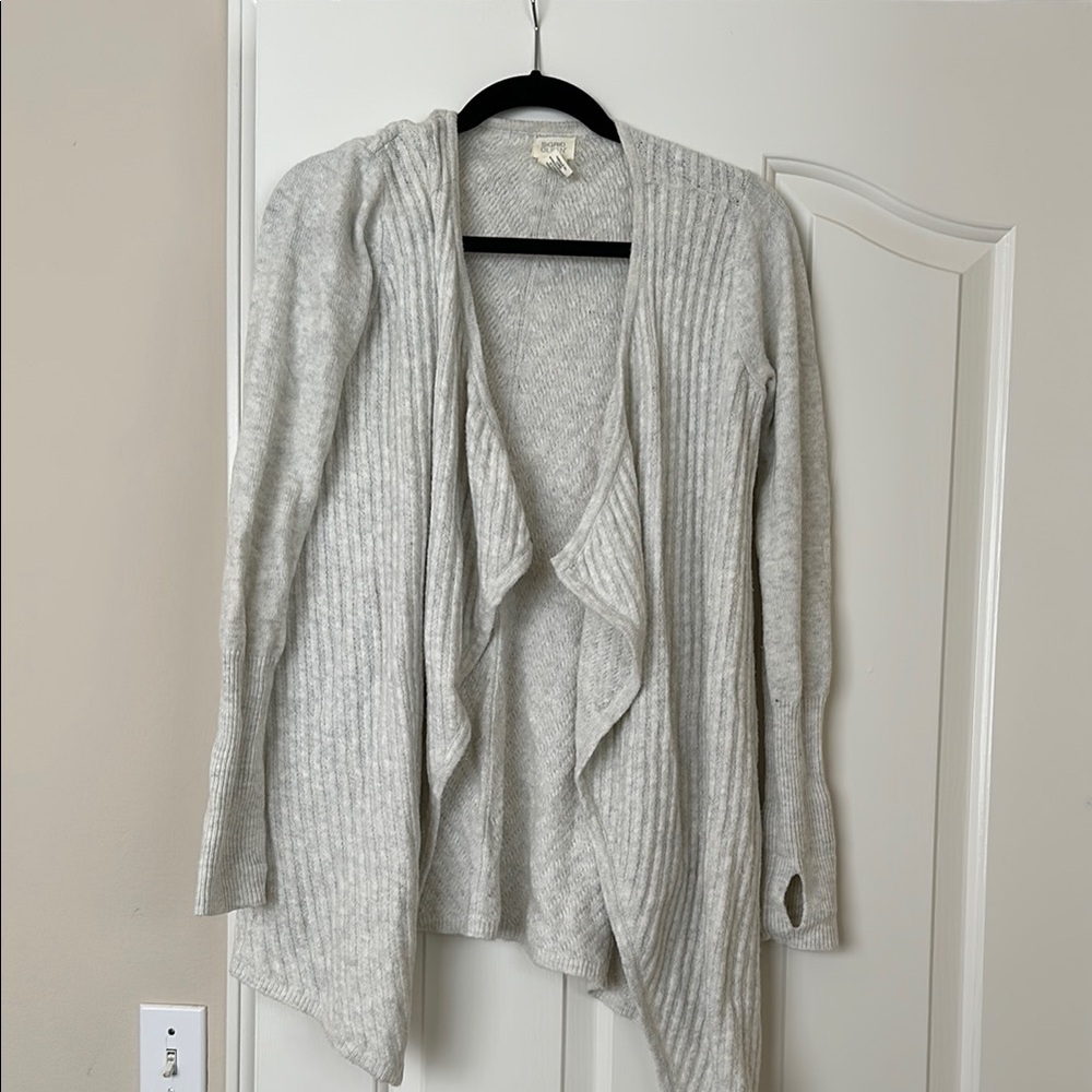 Sigrid Olsen Gray Cardigan with Long Sleeves and Lightweight Fabric
